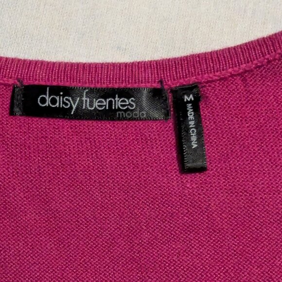TWO DAISY FUENTES LADIES SWEATER TUNIC TANK TOPS-HOT PINK & BLACK-GOOD CONDITION - Picture 8 of 15